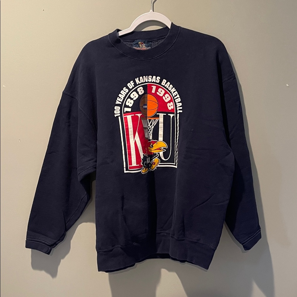 Kansas Basketball Navy Crewneck Sweatshirt